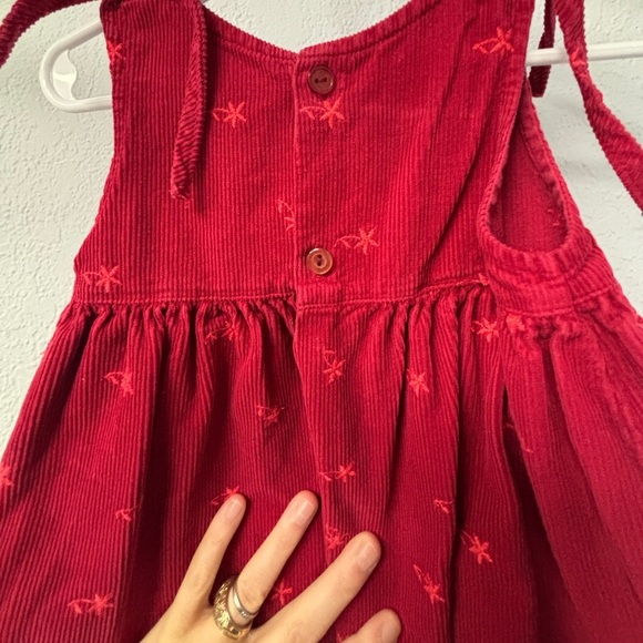 Made in France Berlingot 2yo Red Sleeveless Ctn Corduroy Dress w Star Pattern - Picture 9 of 10